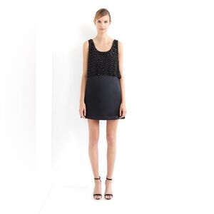 Erin by Erin Fetherston Black Mini Cocktail Embellished Satin Dress, size 2